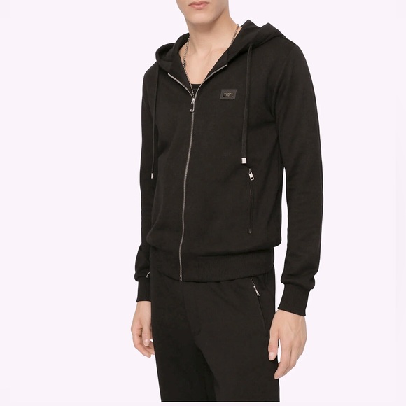 Dolce & Gabbana Black Zip Up Sweatshirt in Cotton Jersey